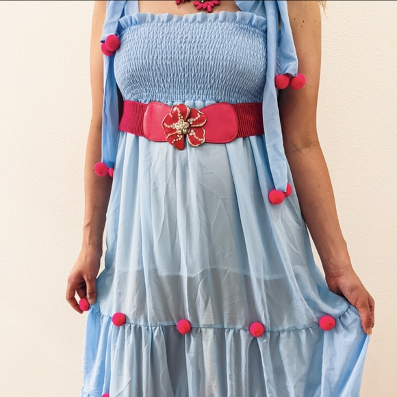 NWT Summer Pom Pom Beach Vacation Maxi Dress S: Small-Medium - Picture 10 of 13